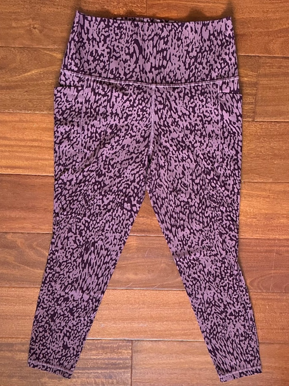 Athleta Leggings Womens Medium Pink Printed 7/8 High Rise Pocket Yoga Activewear